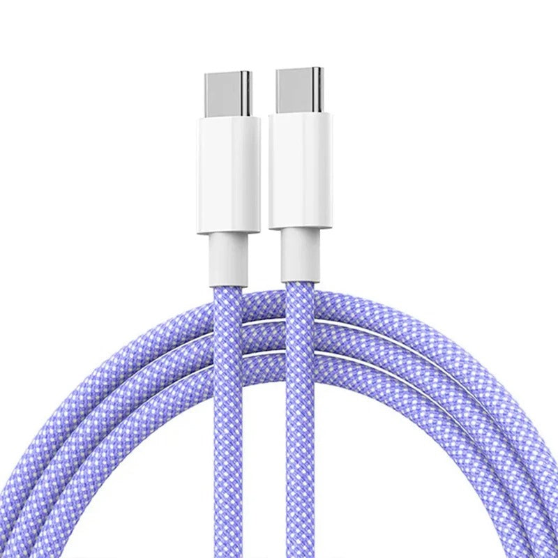 USB C to USB C Charging Fabric Braided Nylon Cable Super Fast Charge For iPhone 15