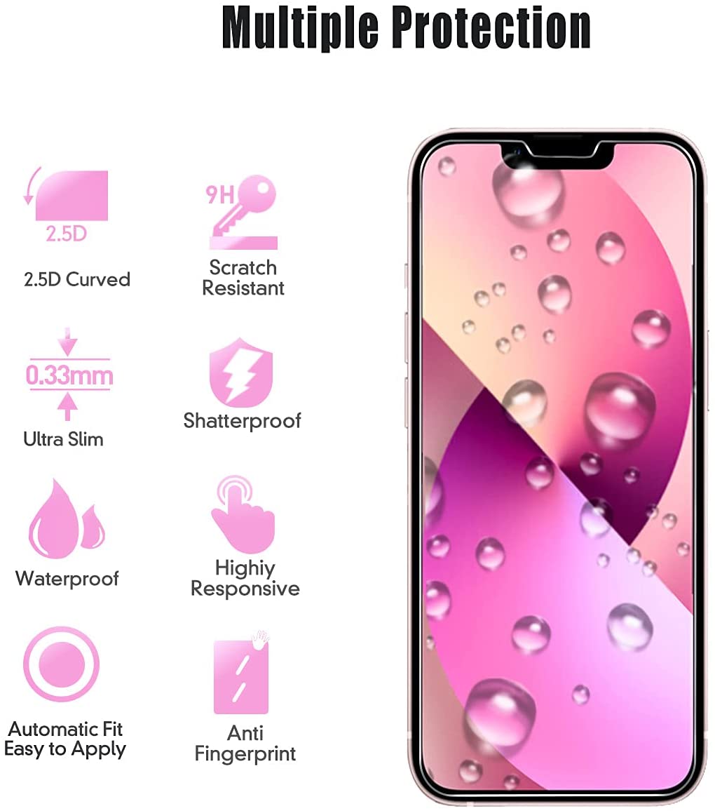 2 Pack Apple iPhone 14 (6.1) Clear Tempered Glass Screen Protector - SmartPhoneGadgetUK