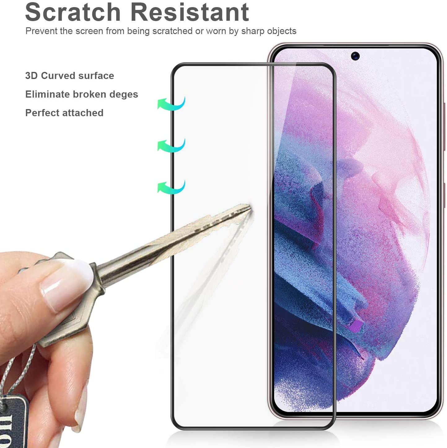 2 Pack Samsung Galaxy S21 Plus / 5G Clear Tempered Full Cover Glass Screen Protector Full Coverage - SmartPhoneGadgetUK