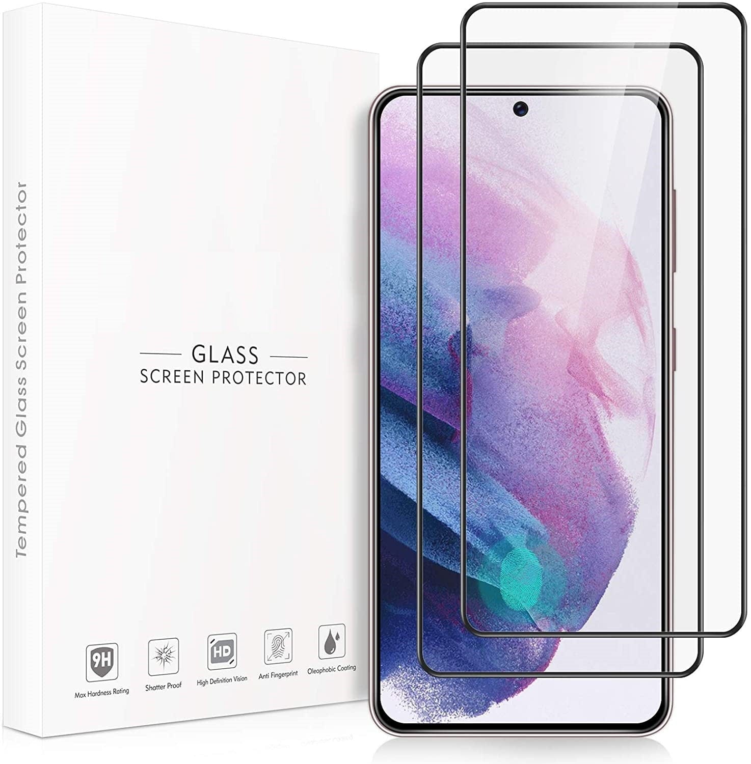 2 Pack Samsung Galaxy S21 Plus / 5G Clear Tempered Full Cover Glass Screen Protector Full Coverage - SmartPhoneGadgetUK