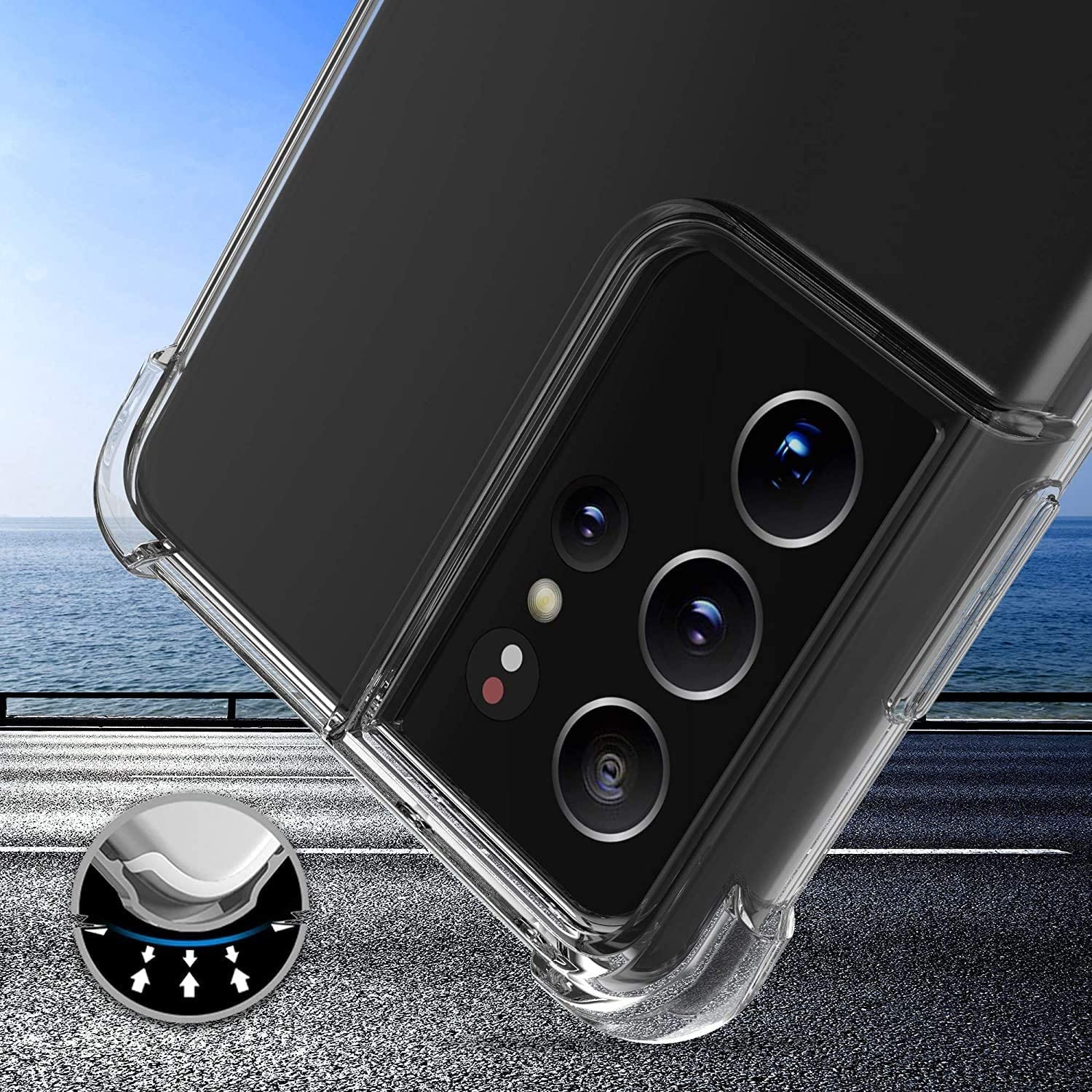 Samsung Galaxy S21 Ultra Gel Case Clear Transparent Shock Absorption Shockproof Cover - SmartPhoneGadgetUK
