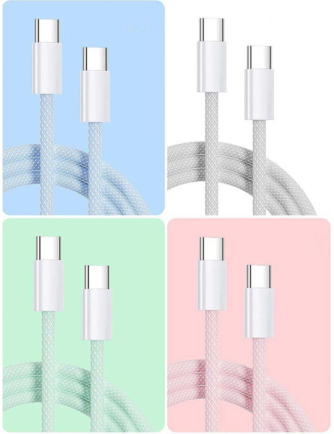 iPhone 15 / iPhone 15 Pro 60W PD Super Fast Charge USB C to USB C Charging Fabric Braided Nylon Cable