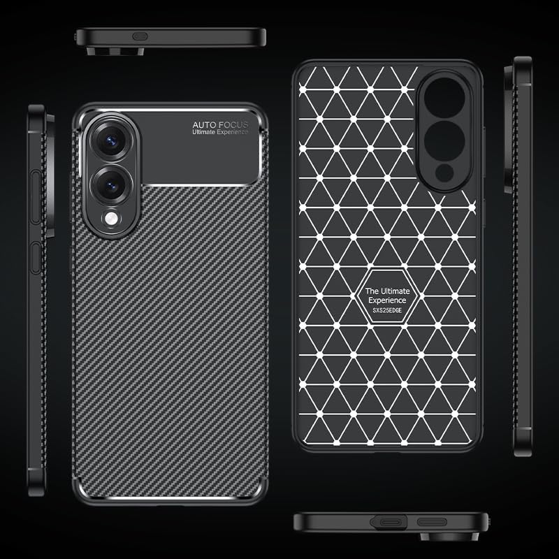 Samsung Galaxy S25 Edge Case Carbon Fiber Thin Shockproof Cover - Black