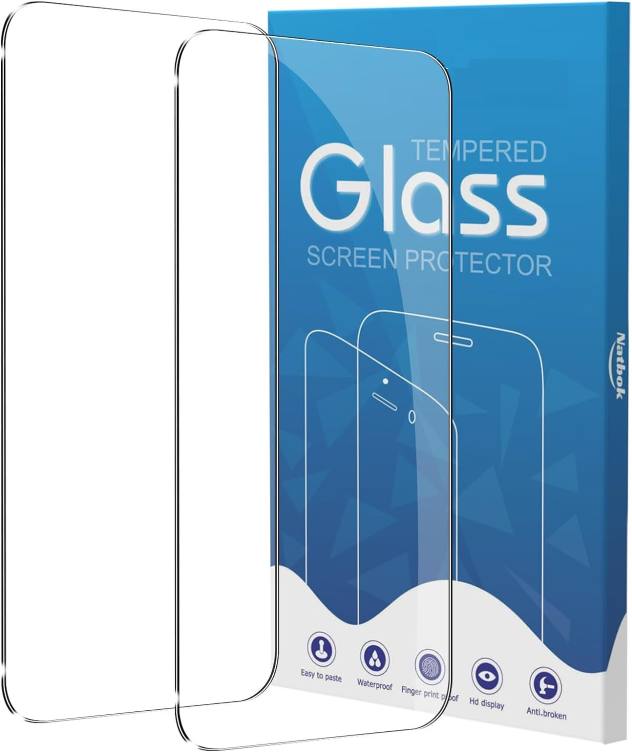 2 Pack Apple iPhone 15 Pro (6.1) Clear Tempered Glass Screen Protector