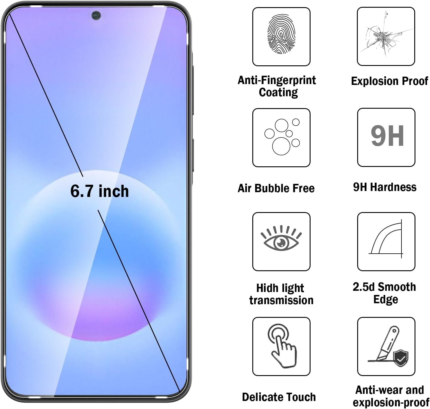 Samsung Galaxy A57 Clear Tempered Glass Screen Guard Camera Lens Protector