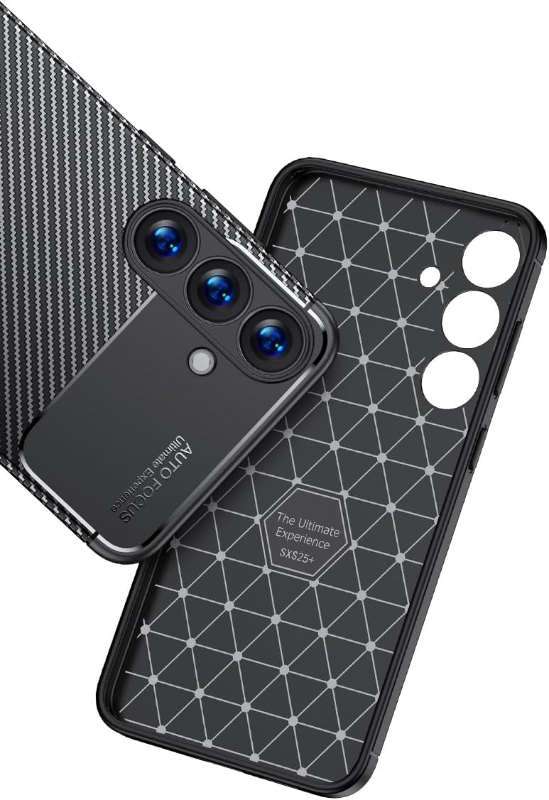 Samsung Galaxy S25+ Plus Case Carbon Fiber Thin Shockproof Cover - Black