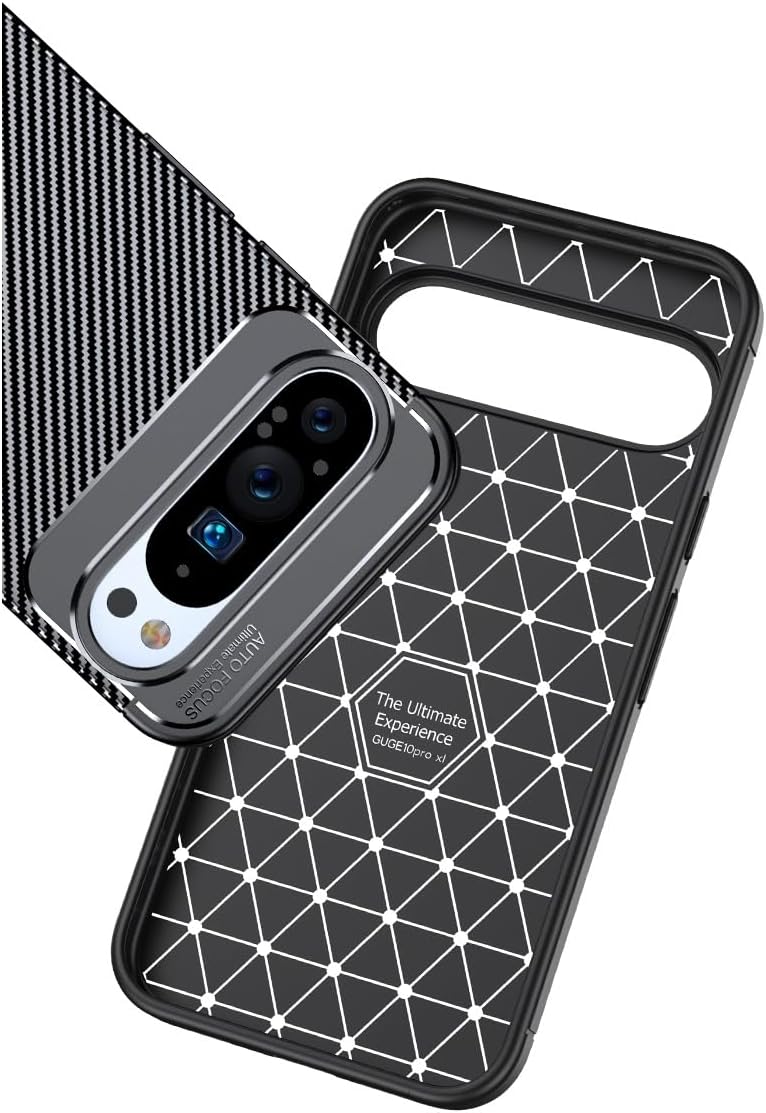 Google Pixel 10 Pro Case Carbon Fiber Shockproof Cover - Black
