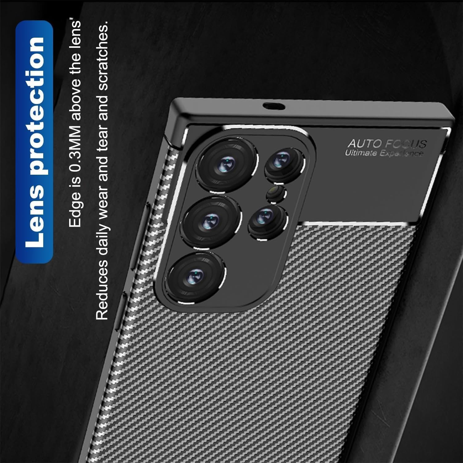 Samsung Galaxy S25 Ultra Case Carbon Fiber Thin Shockproof Cover - Black