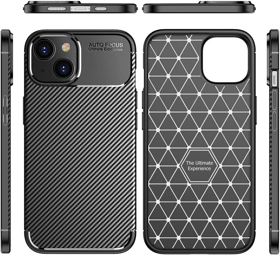Apple iPhone 14 (6.1) Carbon Fibre Case Thin Shockproof Cover - Black