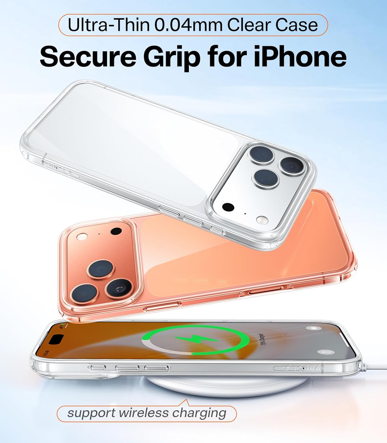 Apple iPhone 17 Pro Case Clear Gel Ultra Slim Soft Transparent Silicone Cover