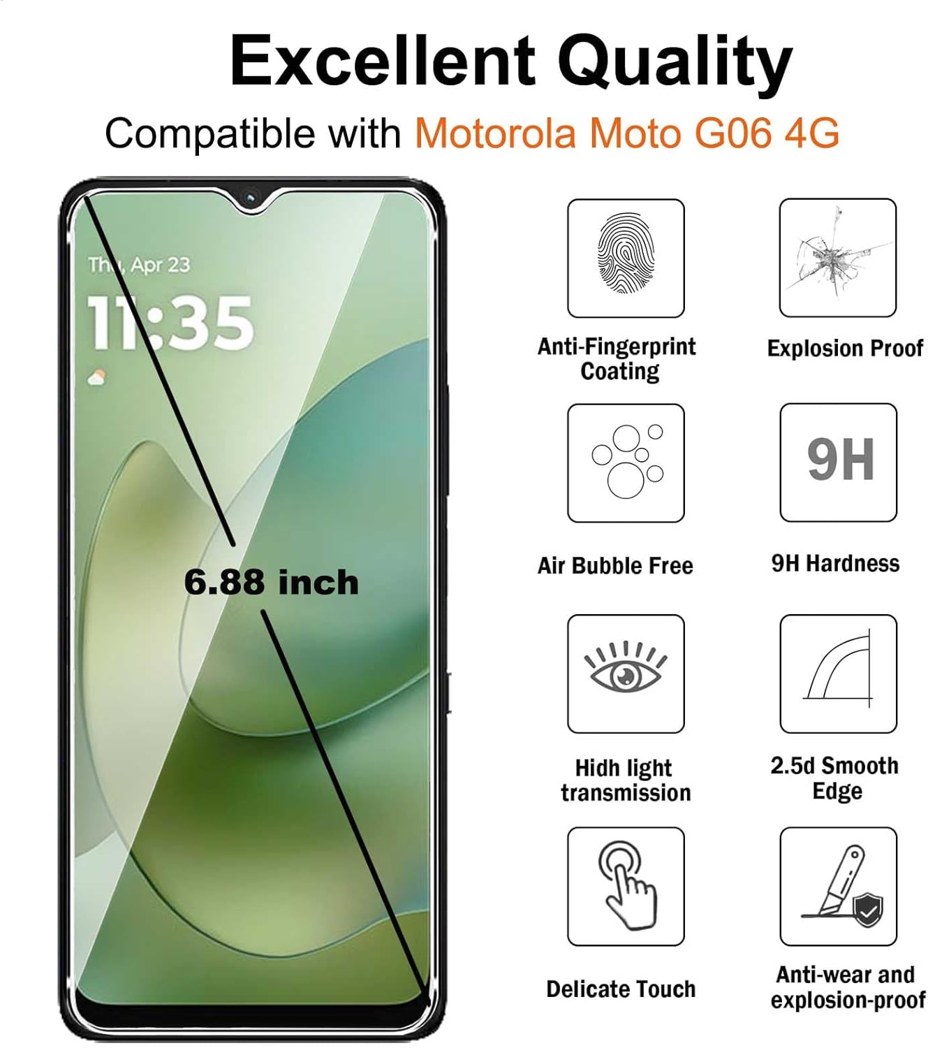 Motorola Moto G06 Clear Tempered Glass Screen Protector