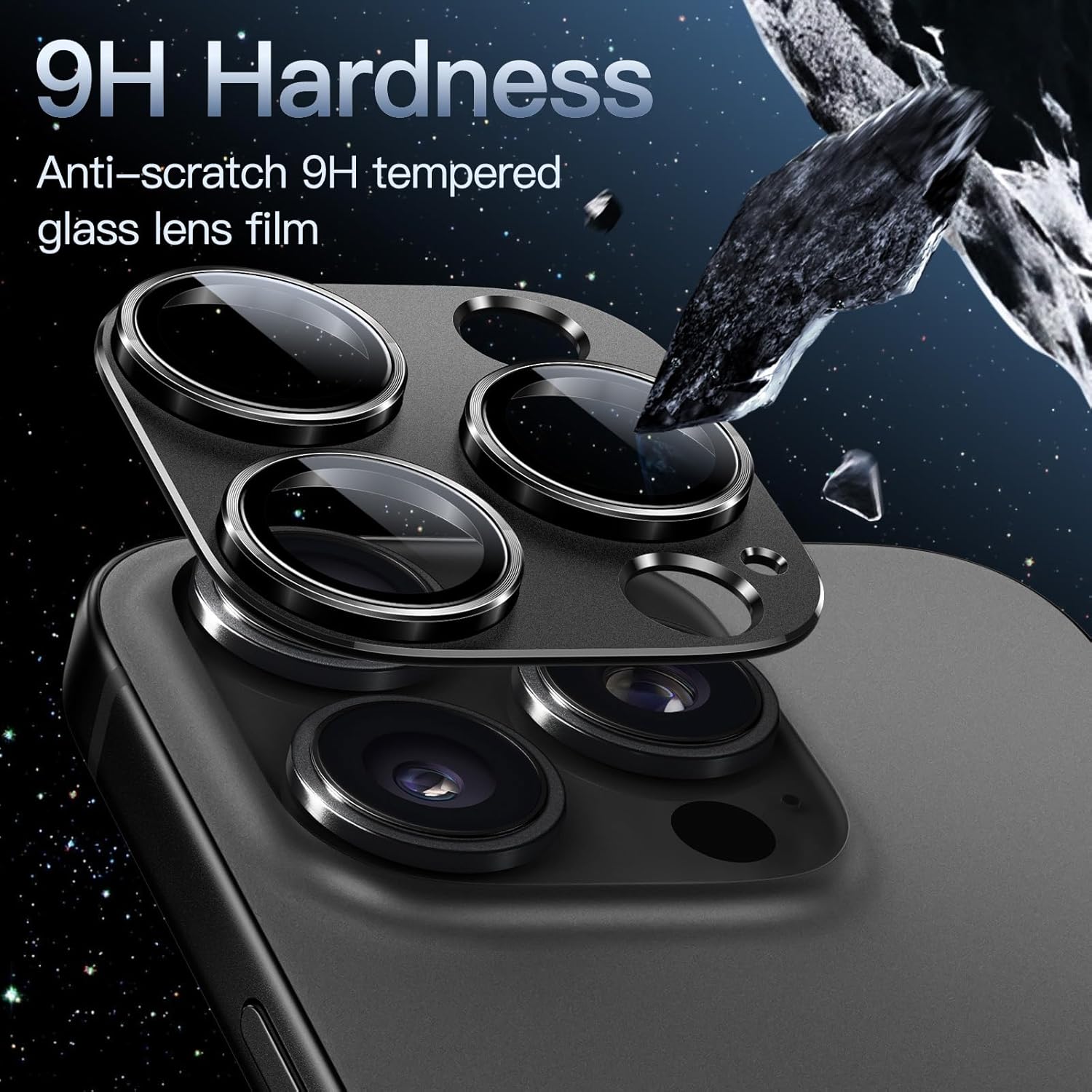 Apple iPhone 15 Pro Camera Protector Lens Guard Tempered Glass Film Black