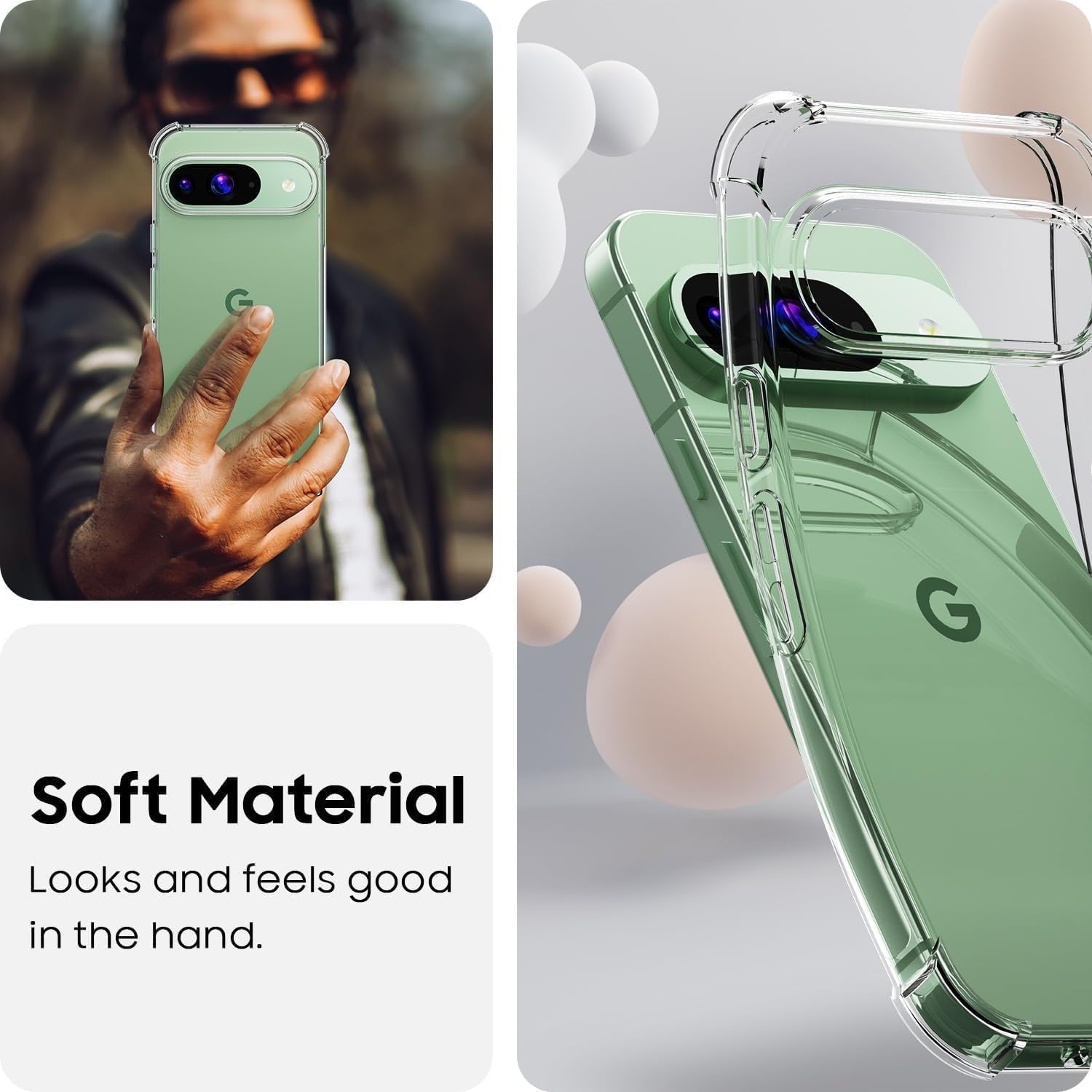 Google Pixel 10 Pro Clear Gel Anti Shock Bumper Case Cover With Glass Screen Protector