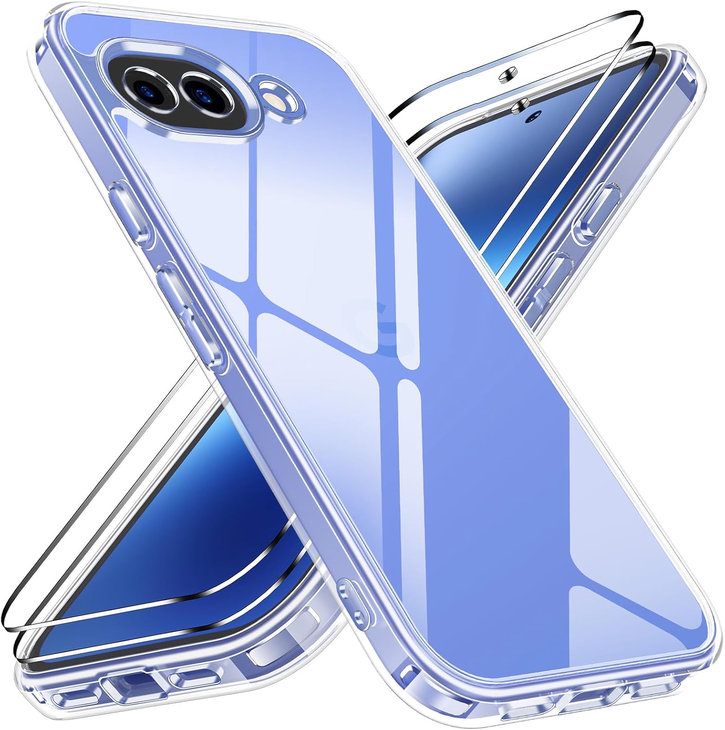 Google Pixel 10a Clear Gel Case Cover With Glass Screen Protector