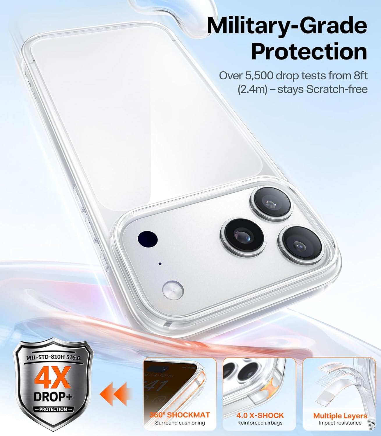 Apple iPhone 17 Pro Case Clear Gel Ultra Slim Soft Transparent Silicone Cover