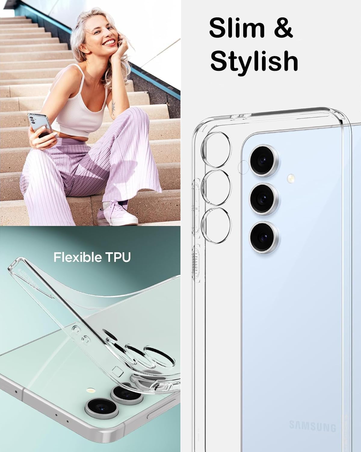 Samsung Galaxy S25 FE Case Clear Gel Slim Transparent Silicone Cover
