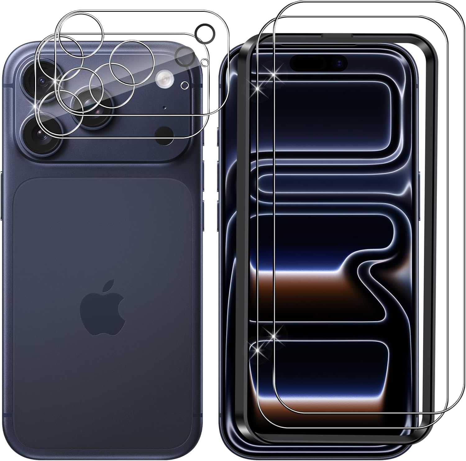 Apple iPhone 17 Pro Clear Tempered Glass Screen Guard Camera Lens Protector