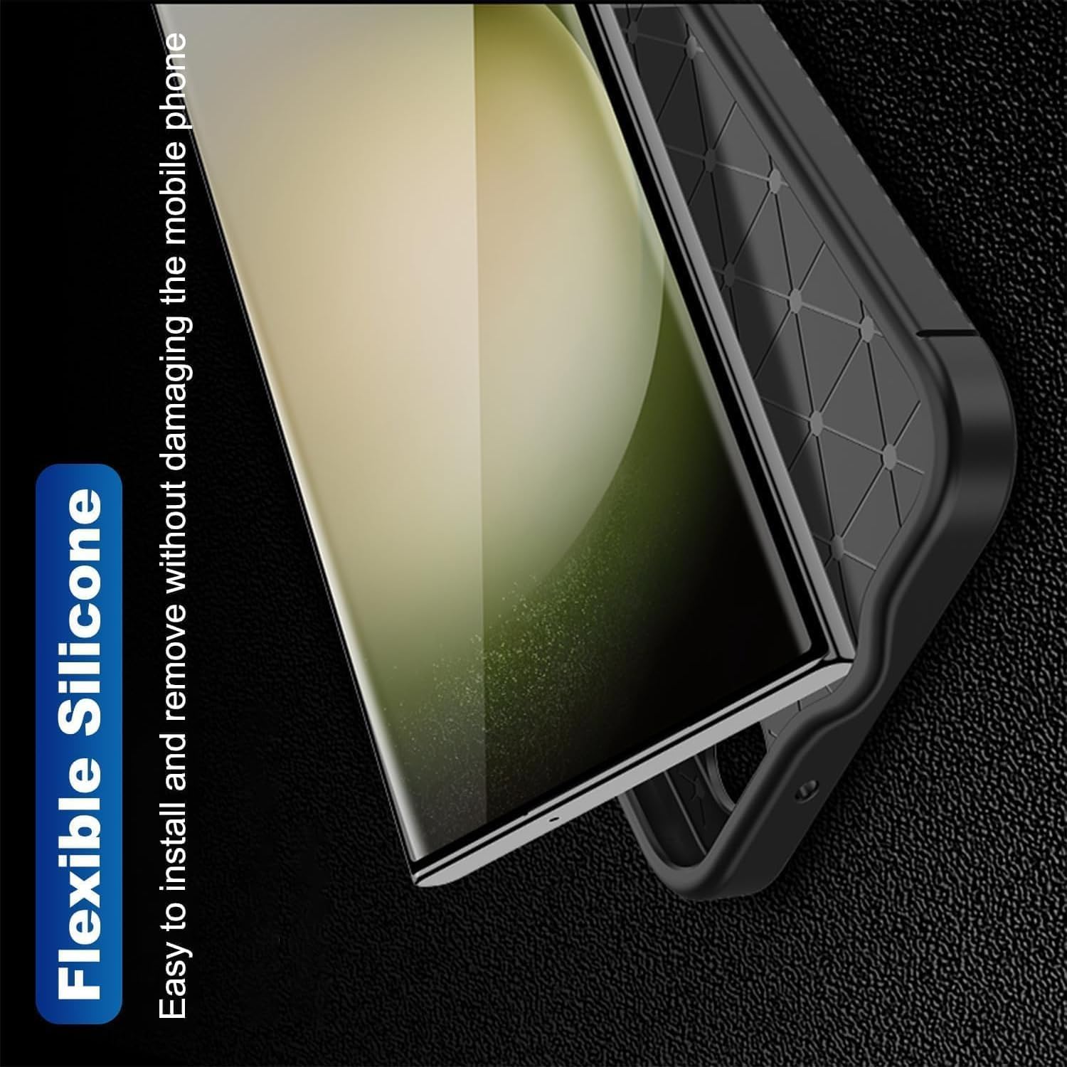Samsung Galaxy S25 Ultra Case Carbon Fiber Thin Shockproof Cover - Black