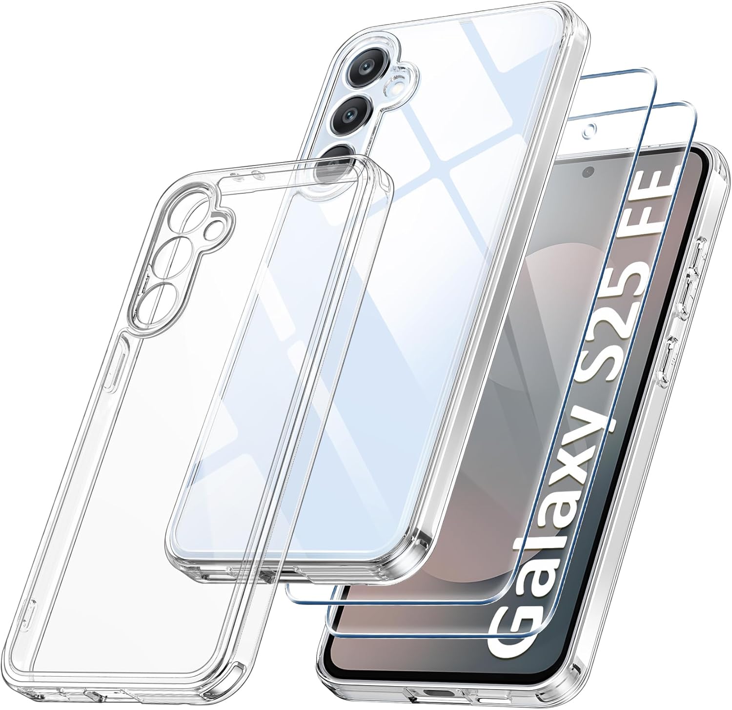 Samsung Galaxy S25 FE Clear Gel Case Cover With Glass Screen Protector