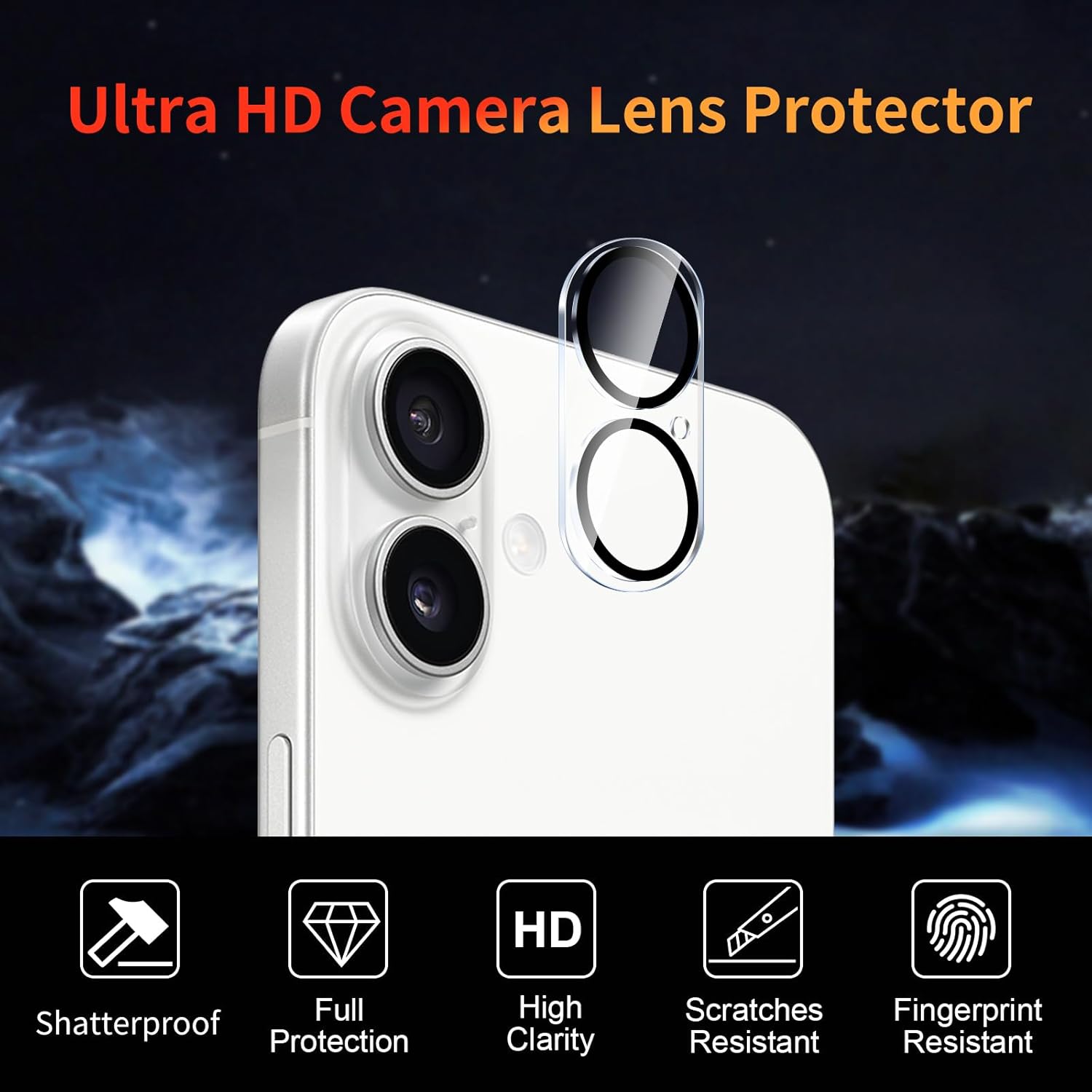 Apple iPhone 16 Clear Tempered Glass Screen Guard Camera Lens Protector