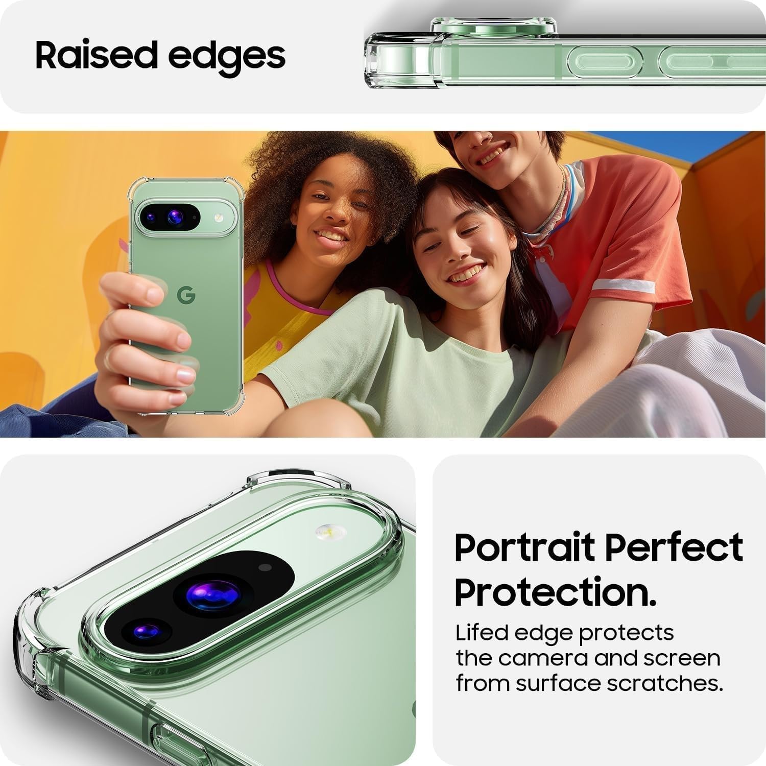 Google Pixel 10 Pro Clear Gel Anti Shock Bumper Case Cover With Glass Screen Protector