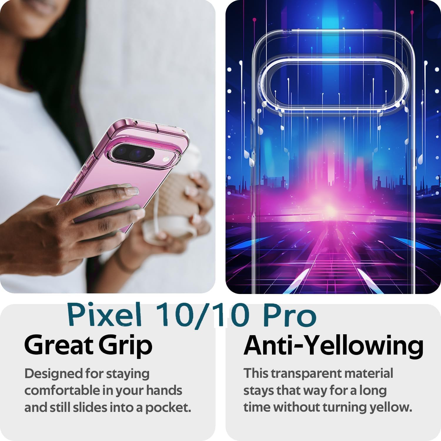 Google Pixel 10 Pro XL Case Clear Gel Slim Transparent Silicone Cover