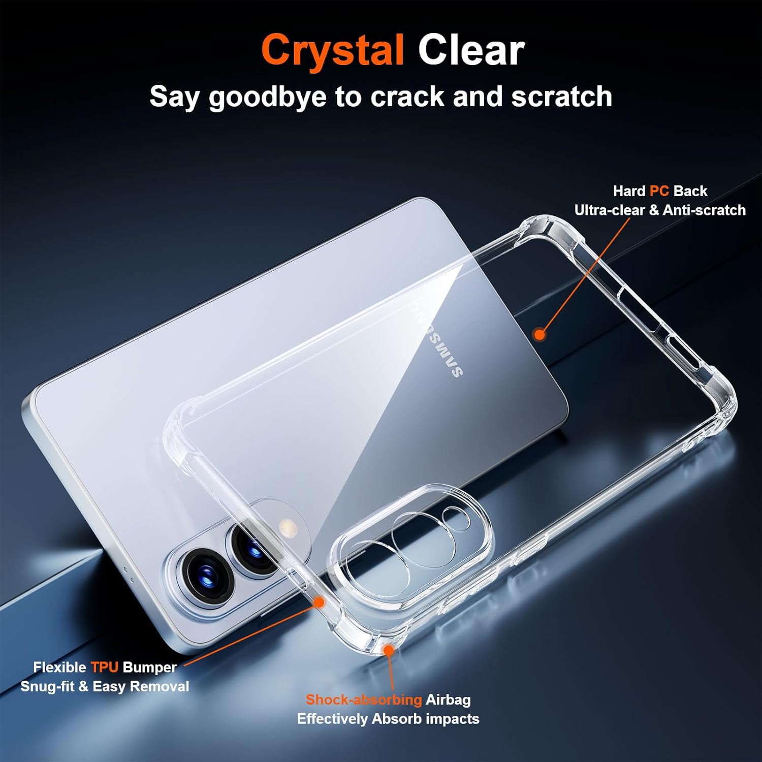 Samsung Galaxy S25 Edge Case Reinforced Corners Clear Gel Case Cover With Glass Screen Protector