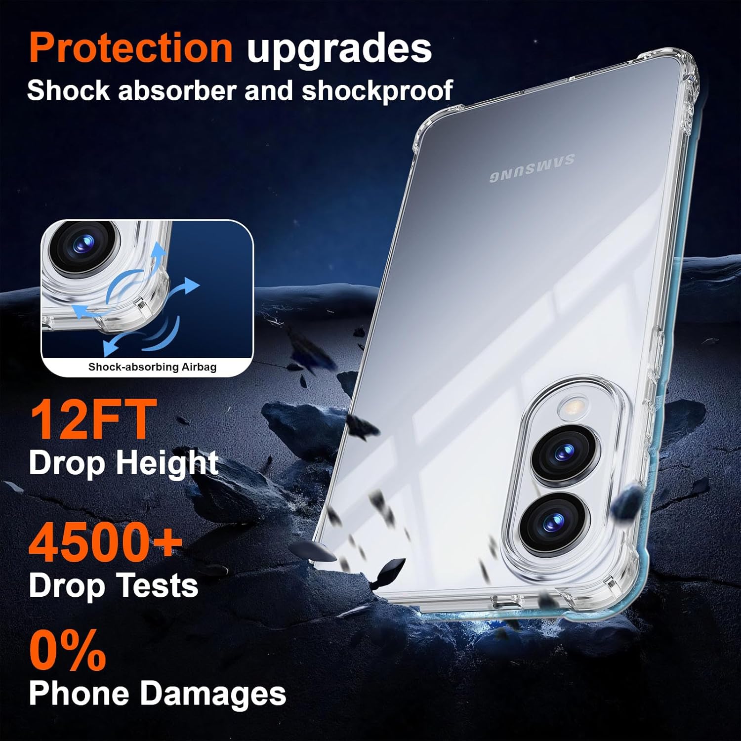 Samsung Galaxy S25 Edge Case Reinforced Corners Clear Gel Case Cover With Glass Screen Protector