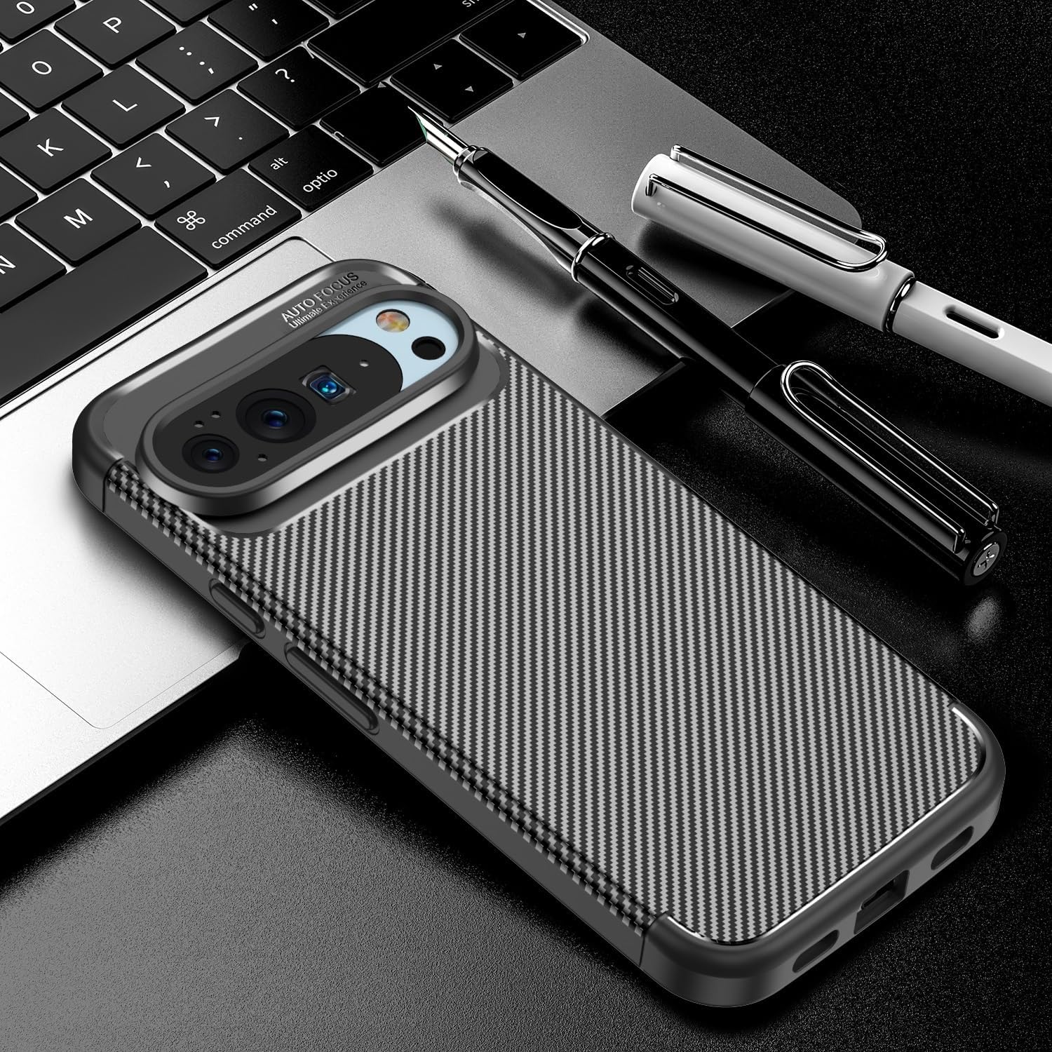Google Pixel 10 Pro Case Carbon Fiber Shockproof Cover - Black