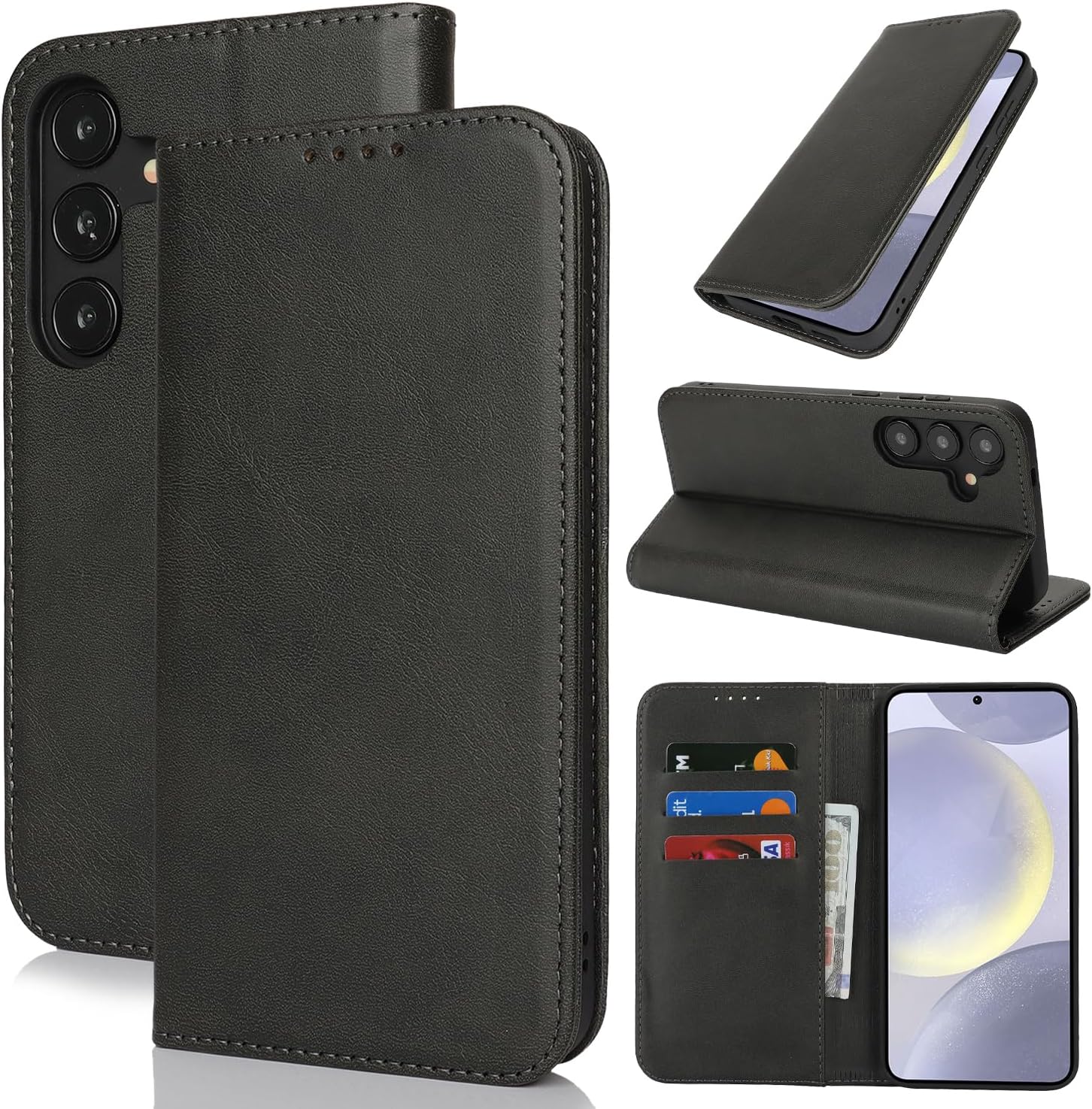 Samsung Galaxy S25 Flip Book Case Premium Leather Wallet Stand Phone Cover