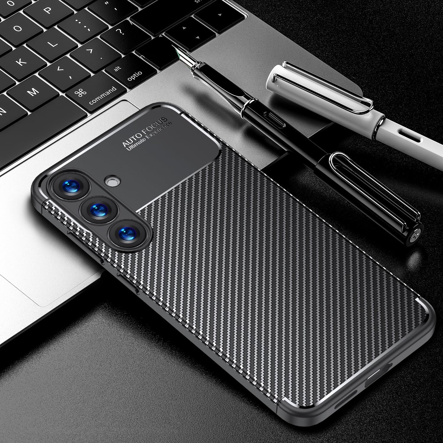 Samsung Galaxy S25+ Plus Case Carbon Fiber Thin Shockproof Cover - Black