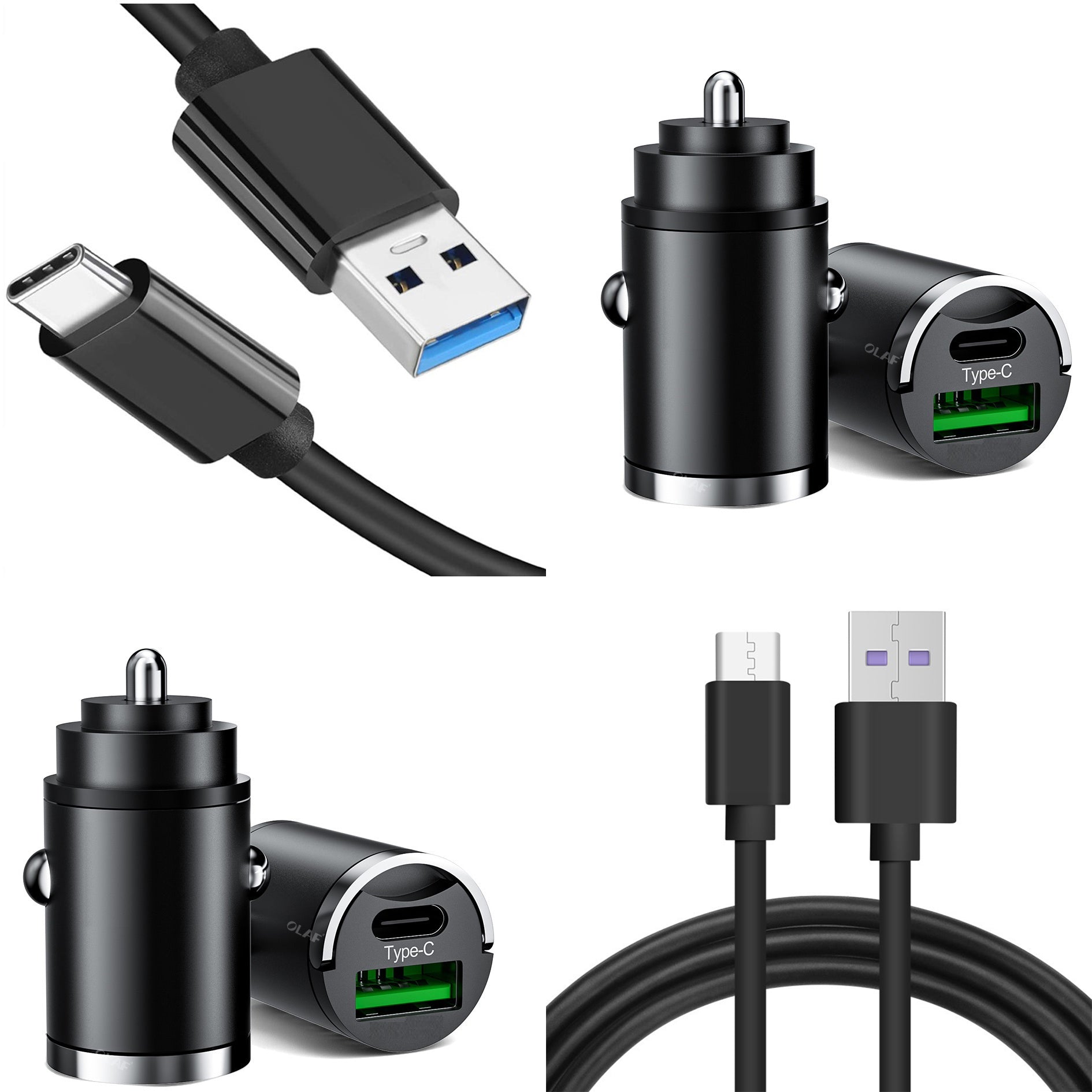 iPhone 17 USB-A & USB-C Dual Port Car Charger With Type C Charging USB Cable