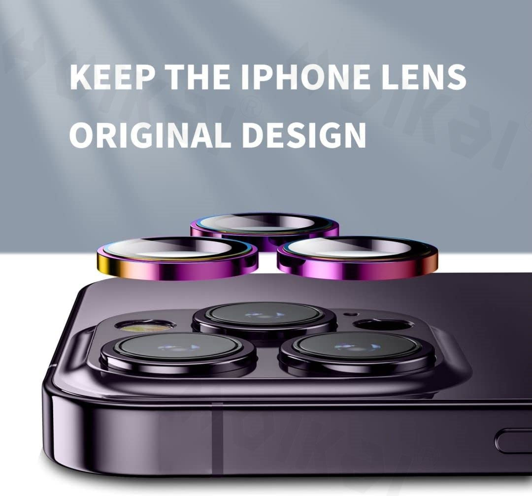9H Tempered Glass Metal Camera Lens Protectors - iPhone 14 Pro - (3 Pack)
