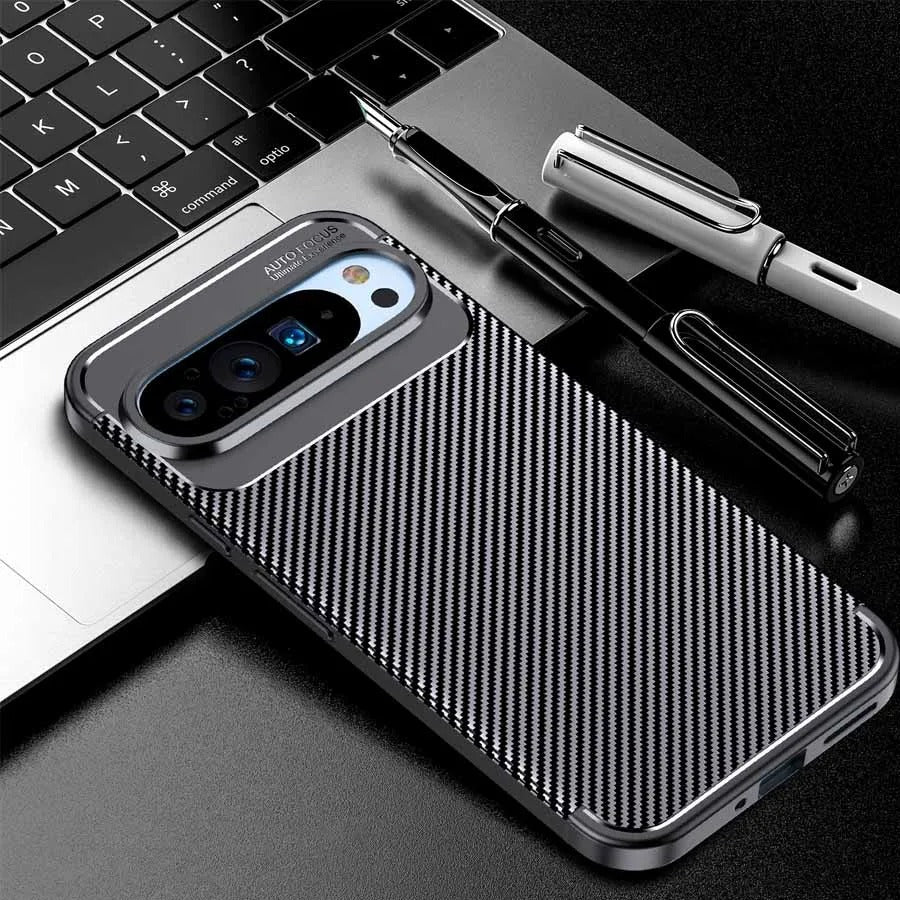 Google Pixel 9 Pro Carbon Fibre Case Thin Shockproof Cover - Black