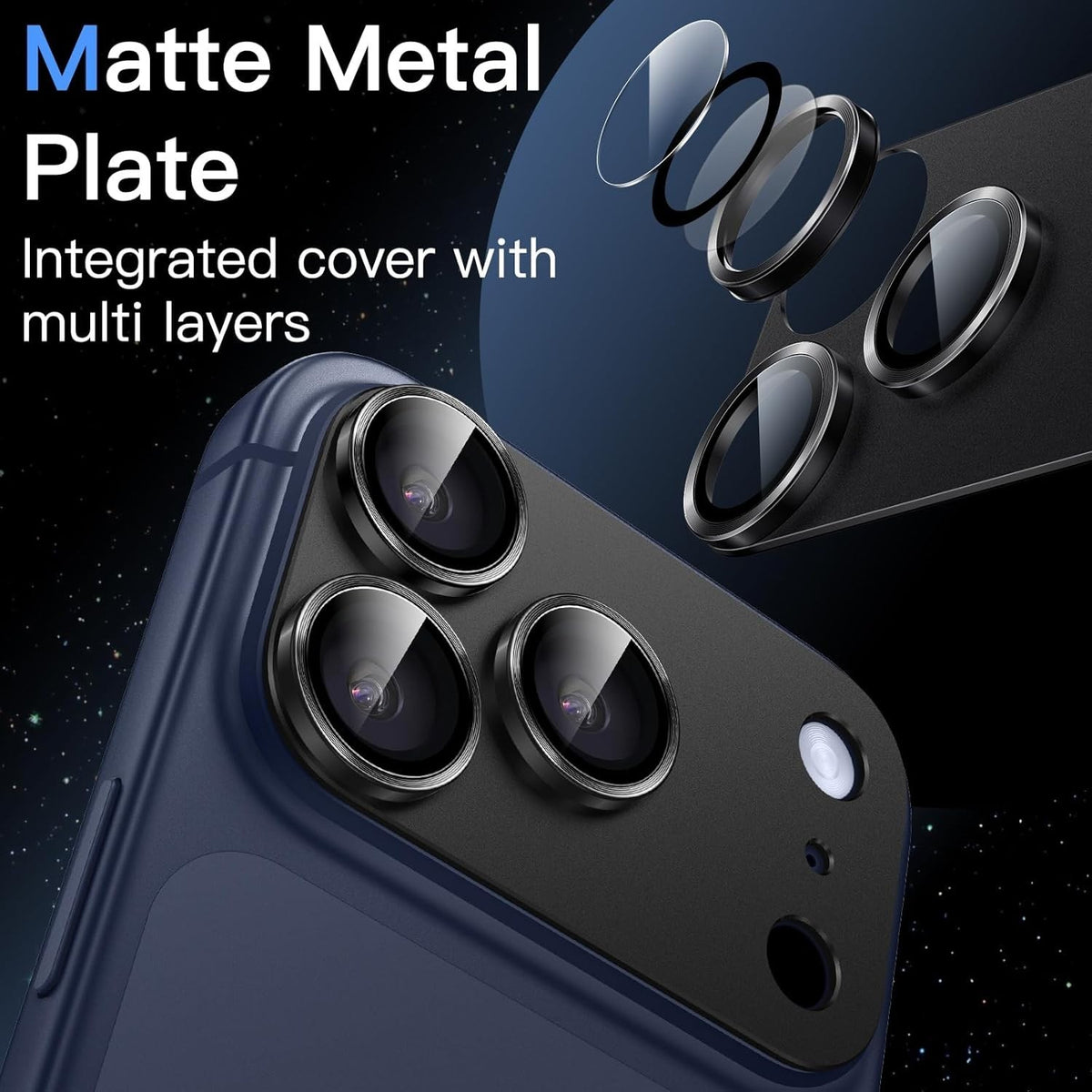 Apple iPhone 17 Pro Camera Protector Lens Guard Tempered Glass Film Black