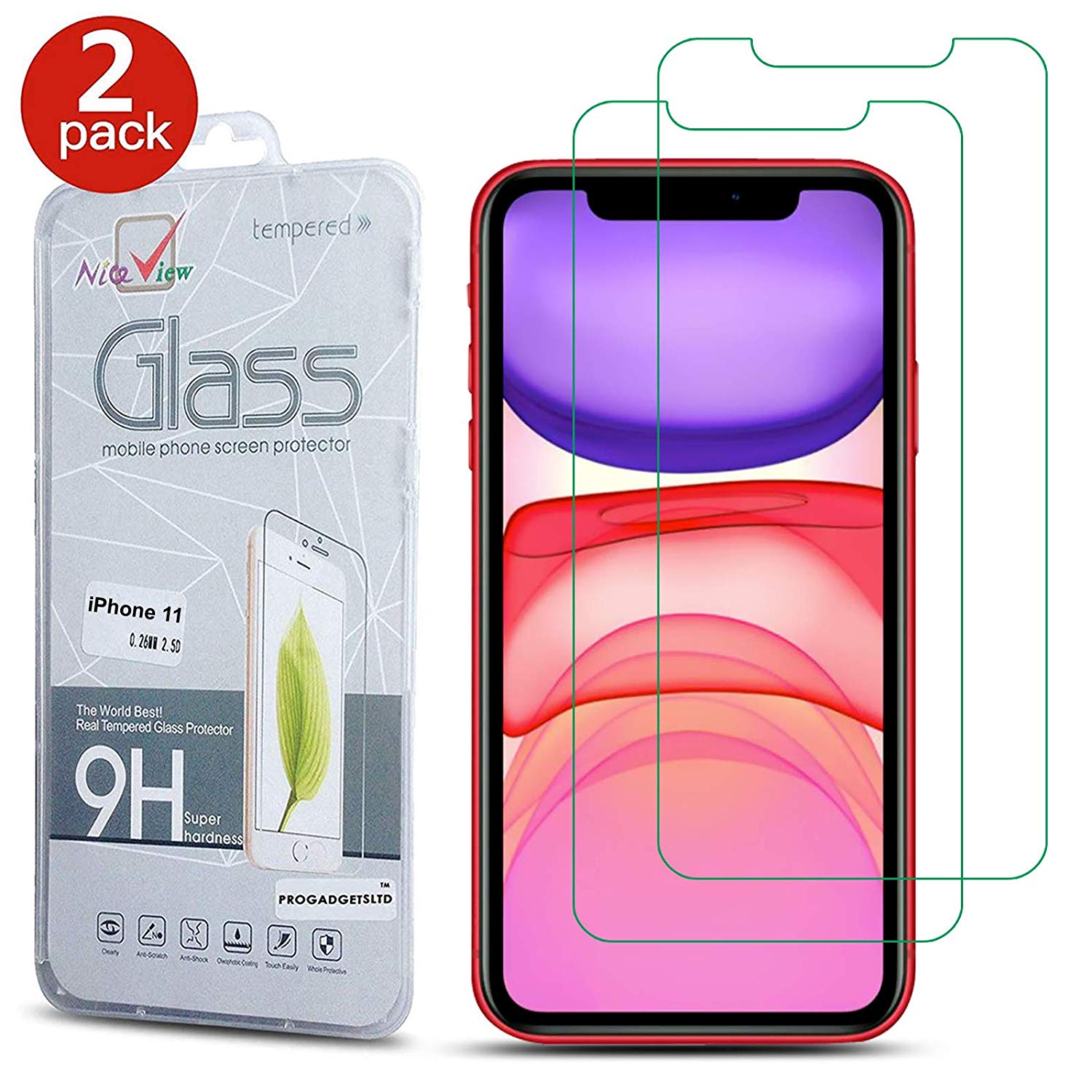 2 Pack Apple iPhone 11 (6.1) Clear Tempered Glass Screen Protector - SmartPhoneGadgetUK