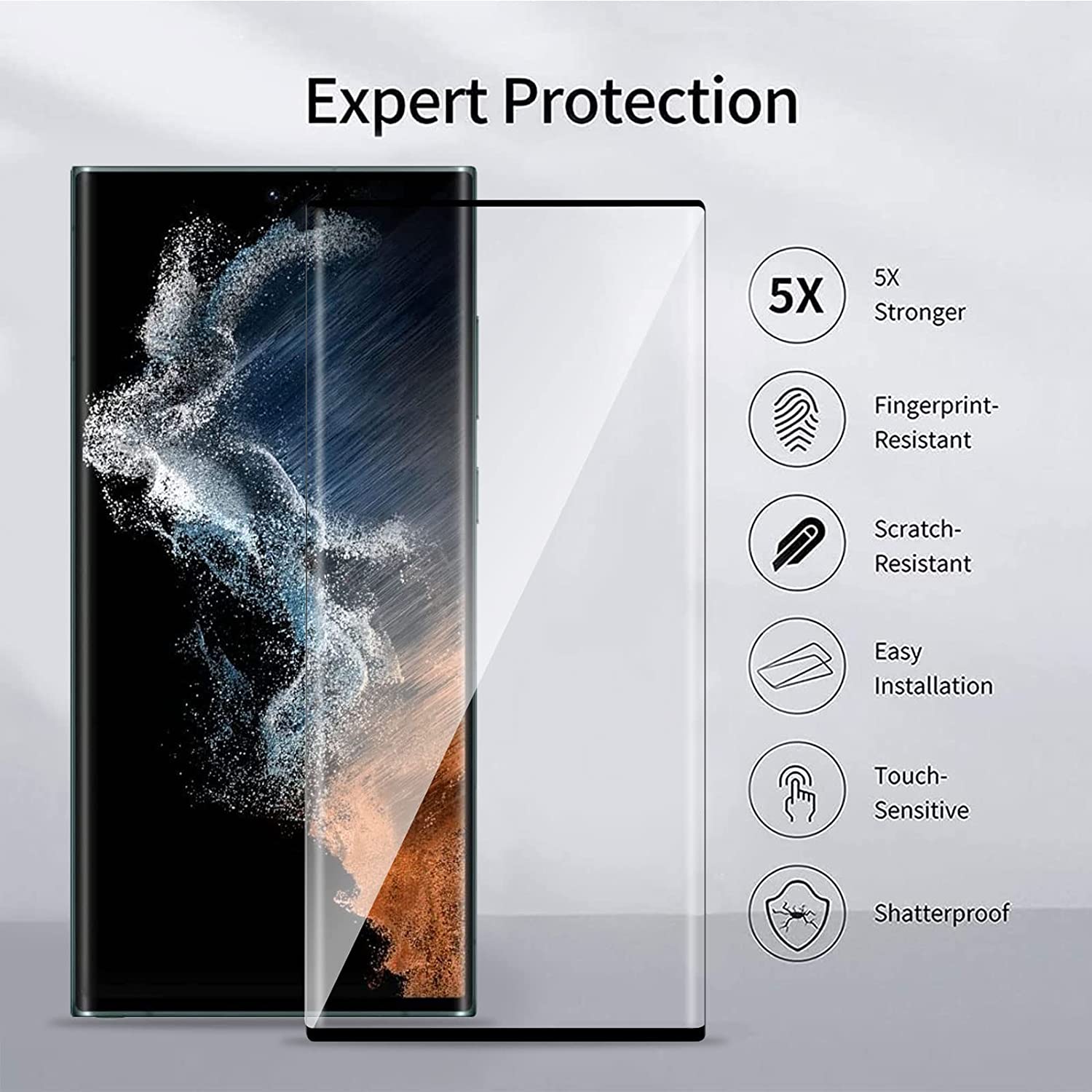 2 Pack Samsung Galaxy S22 Ultra 5G Clear Tempered Full Cover Glass Screen Protector Full Coverage - SmartPhoneGadgetUK