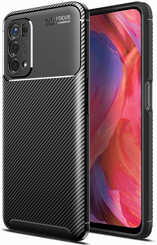 Oppo A54 5G Case Carbon Fiber Thin Shockproof Bumper Drop Protection Non Slip TPU - Black - SmartPhoneGadgetUK