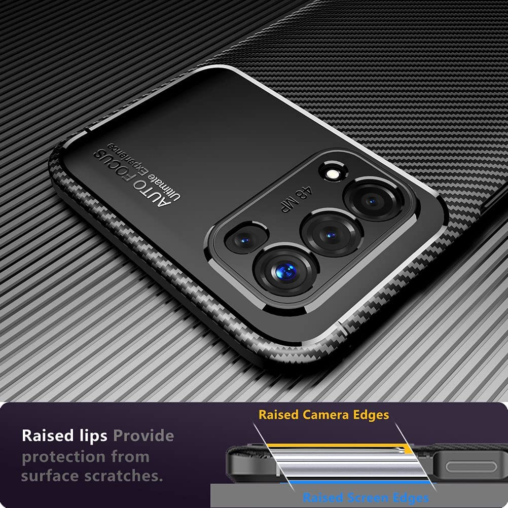 Oppo A74 5G Case Carbon Fiber Thin Shockproof Bumper Drop Protection Non Slip TPU - Black - SmartPhoneGadgetUK