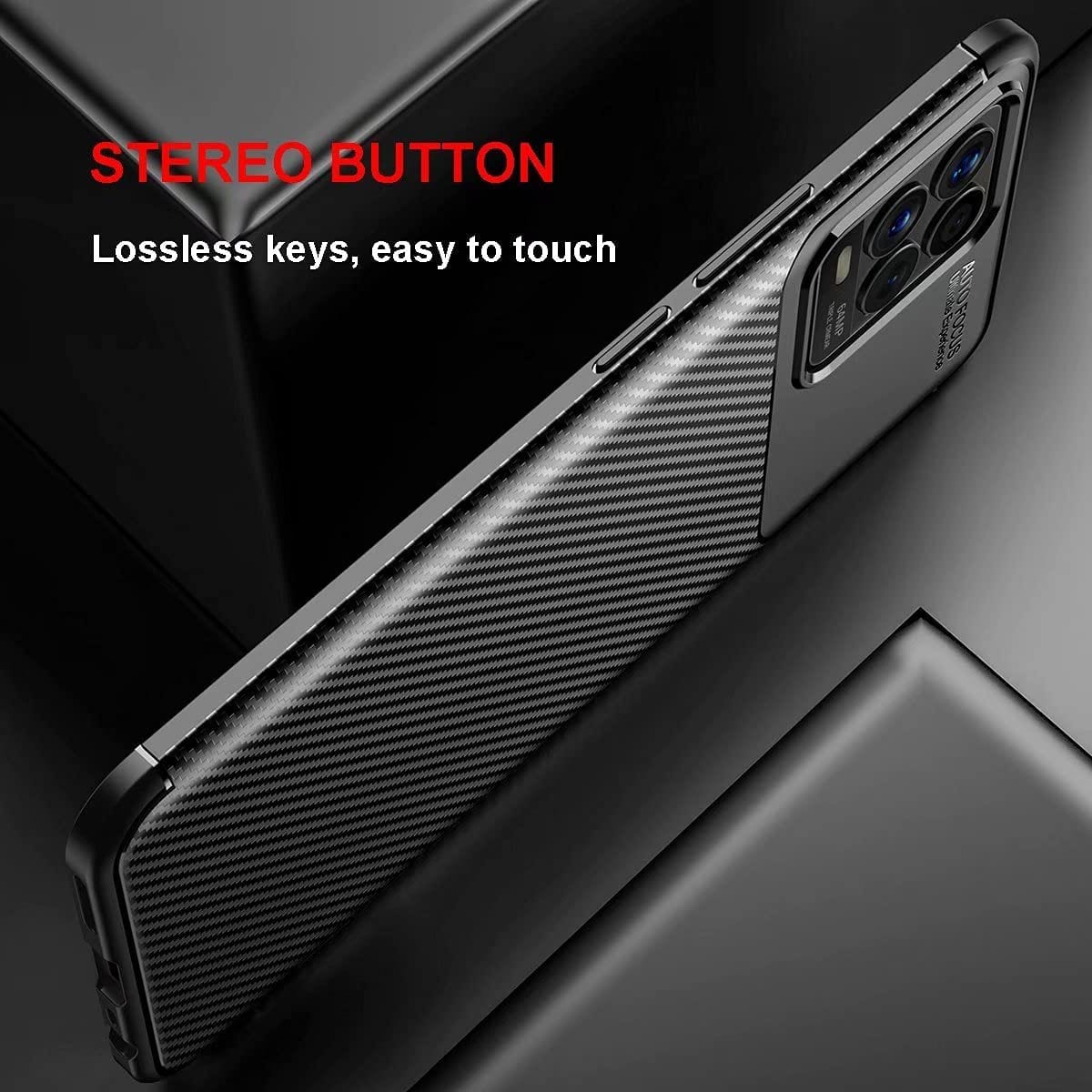 Realme 8 (4G) Case Carbon Fiber Thin Shockproof Bumper Drop Protection Non Slip TPU - Black - SmartPhoneGadgetUK