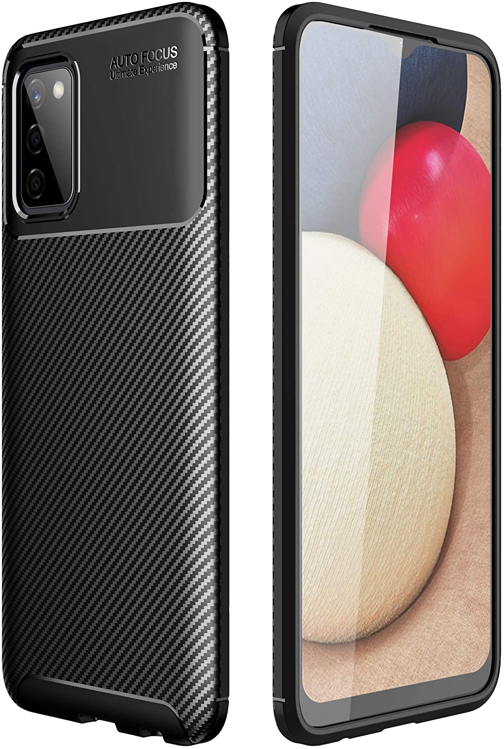 Samsung Galaxy A02s Case Carbon Fiber Thin Shockproof Bumper Non Slip TPU - Black - SmartPhoneGadgetUK