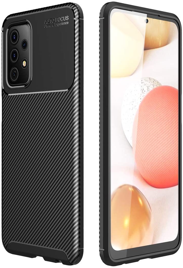 Samsung Galaxy A72 Case Carbon Fiber Thin Shockproof Bumper Drop Protection Non Slip TPU - Black - SmartPhoneGadgetUK