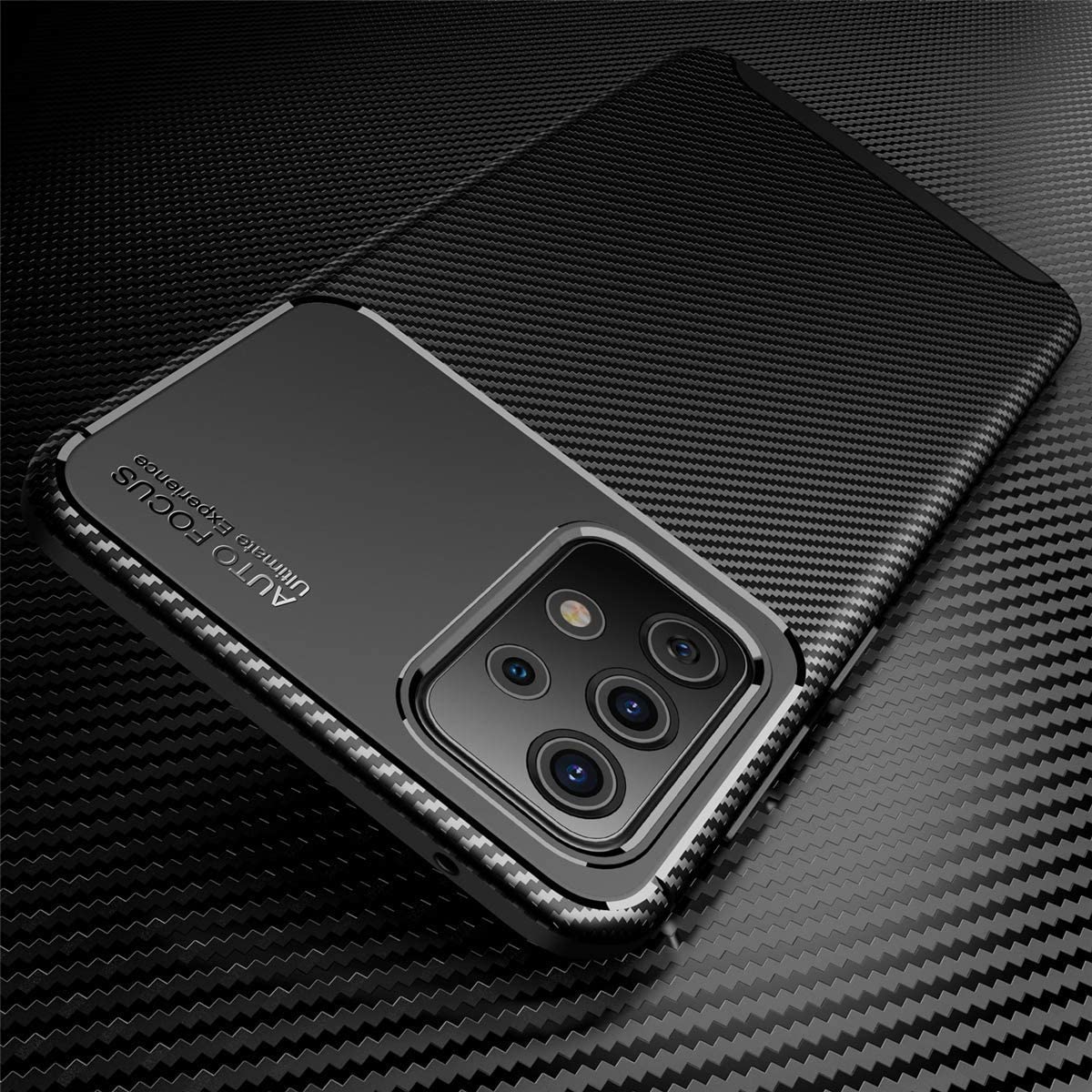 Samsung Galaxy A72 Case Carbon Fiber Thin Shockproof Bumper Drop Protection Non Slip TPU - Black - SmartPhoneGadgetUK