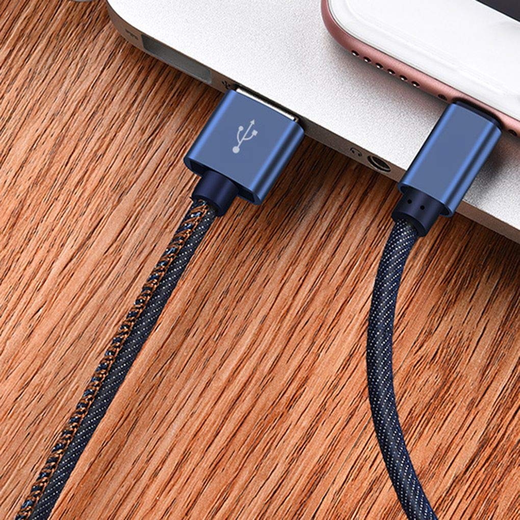 Samsung Galaxy A72 Denim Fabric 1M Blue Type C Charger USB Cable Power Lead - SmartPhoneGadgetUK