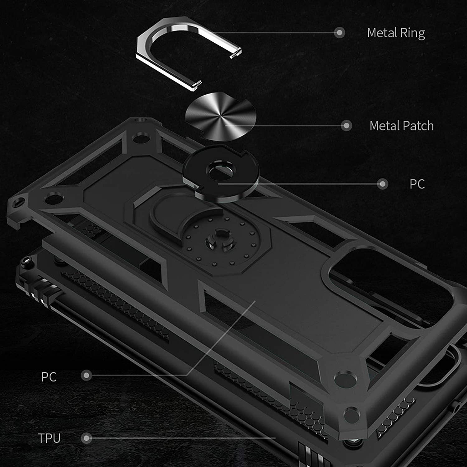 Samsung Galaxy S20 FE Ring Case Cover Tough Armour Kickstand Magnetic Ring Holder - Black - SmartPhoneGadgetUK