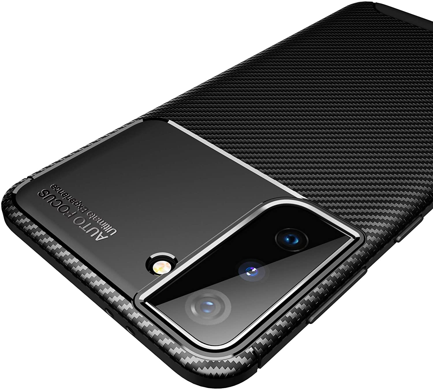 Samsung Galaxy S21 Case Carbon Fiber Thin Shockproof Bumper Drop Protection Non Slip TPU - Black - SmartPhoneGadgetUK