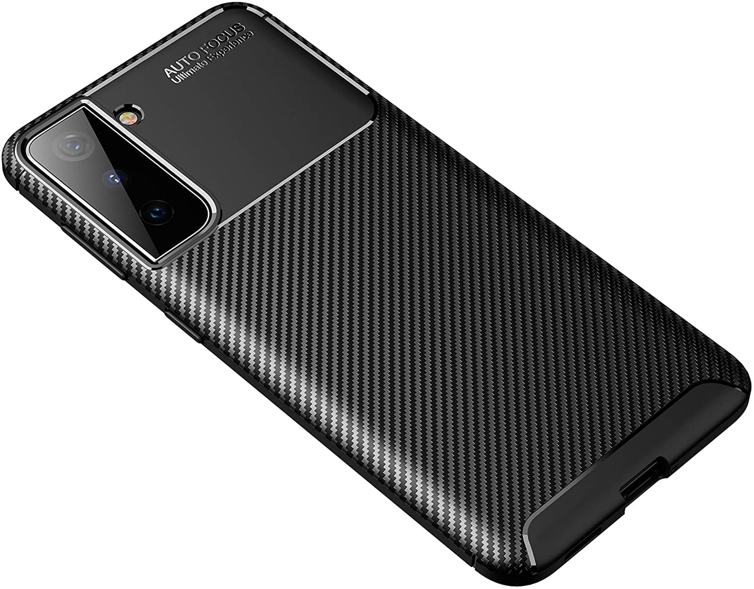 Samsung Galaxy S21 Case Carbon Fiber Thin Shockproof Bumper Drop Protection Non Slip TPU - Black - SmartPhoneGadgetUK
